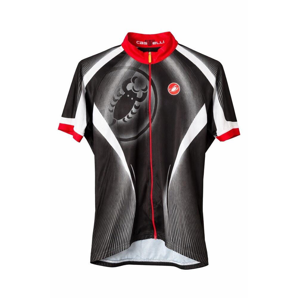 Castelli Cycling Jersey Full Zip Road Size XL Red Black Short Sleeve